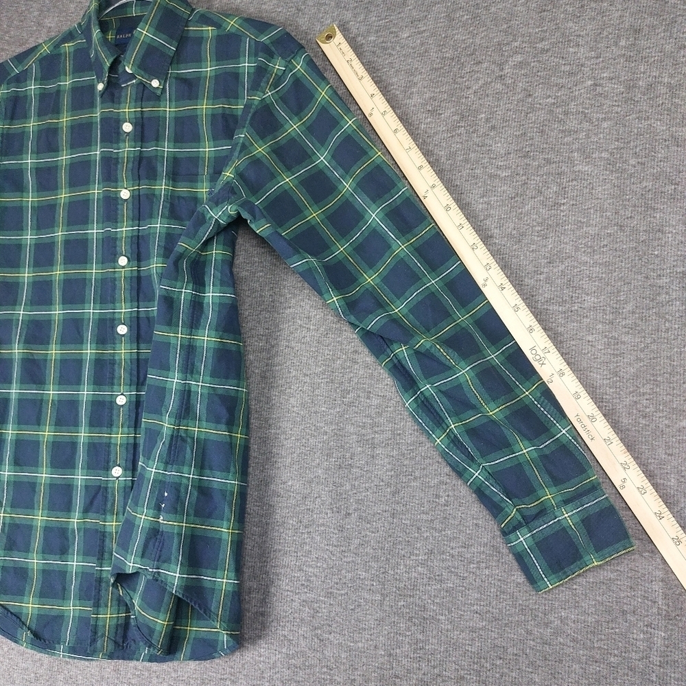 RALPH LAUREN MENS BLUE GREEN YELLOW TARTAN PLAID CLASSIC FIT BUTTON DOWN SHIRT S - Picture 5 of 9